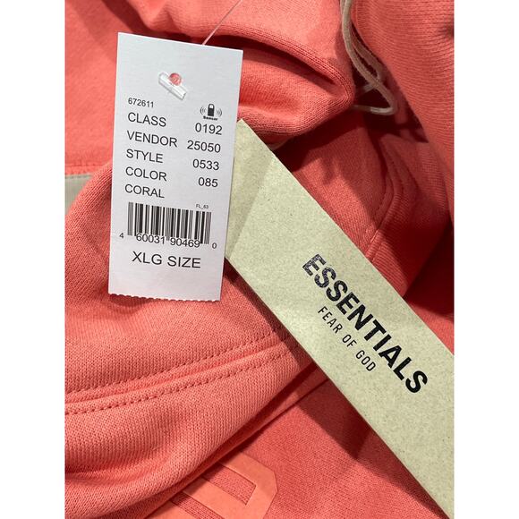Essentials Fear Of God Hoodie Coral Sz X-Large New In Original Bag - Picture 5 of 9
